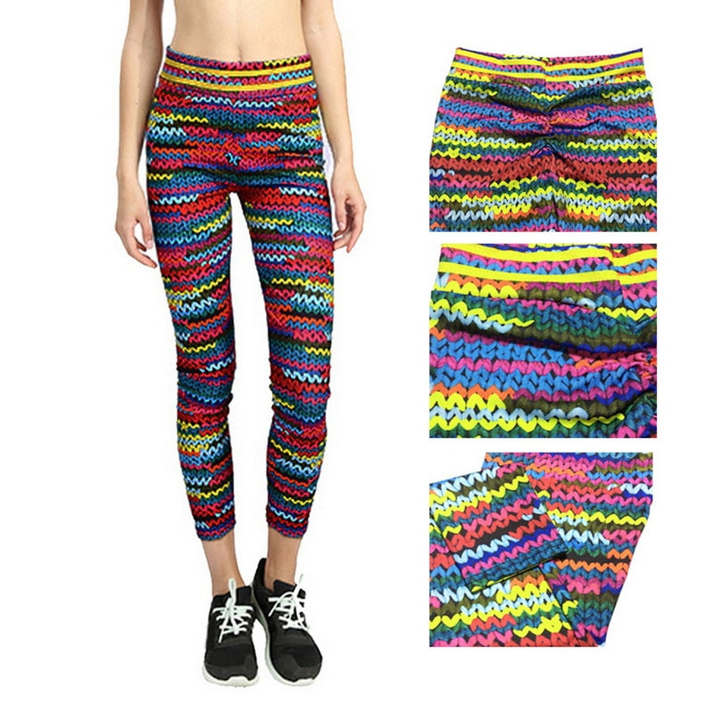 Knit Print Elastic Leggings