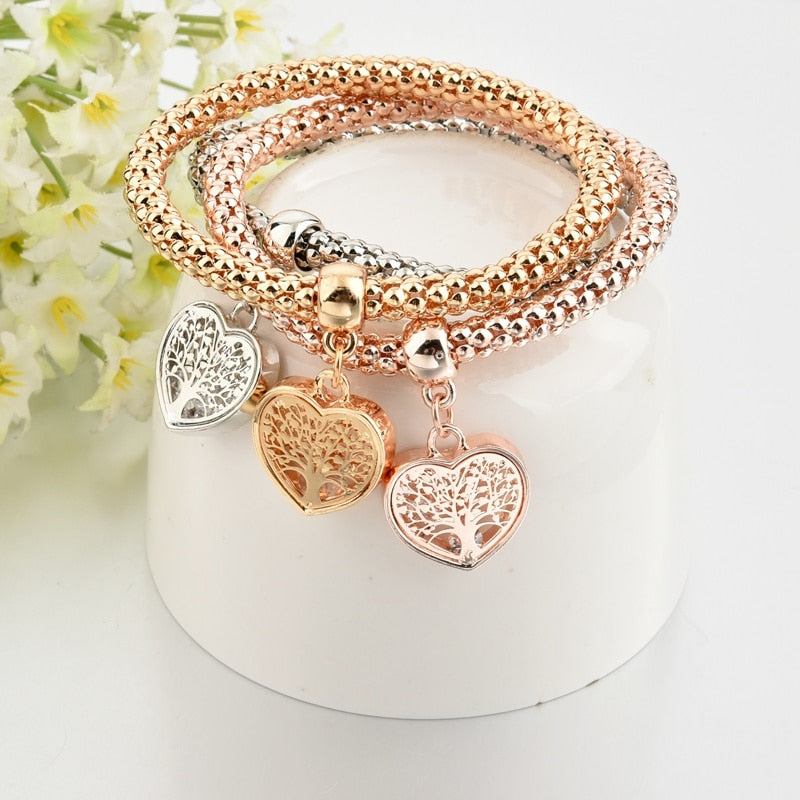 Harajuku Style Life Tree Heart Bracelet & Bangles Set