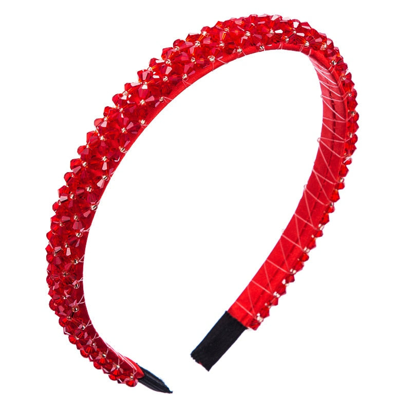 Red Thin Sponge Pearl Headband