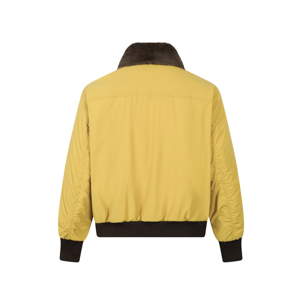 Embroidered Coat with Fur Collar and Cotton Jacket