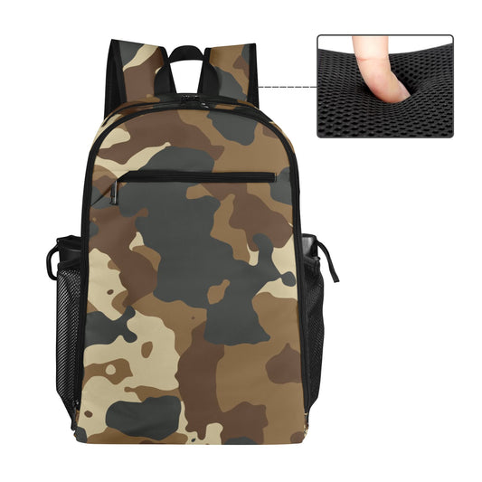Brown Camo All Over Print Leisure Sports Backpack