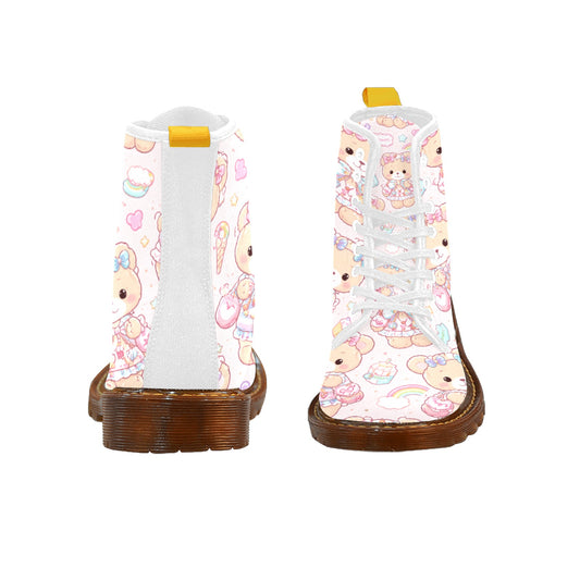 Harajuku Teddy Boots Women's Lace Up High Top Canvas Boots