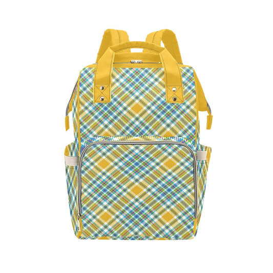 Yellow Plaid Multi-Function Backpack