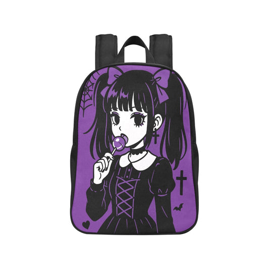 Purple Emo Goth Harajuku Lollipop Girl Canvas Backpack