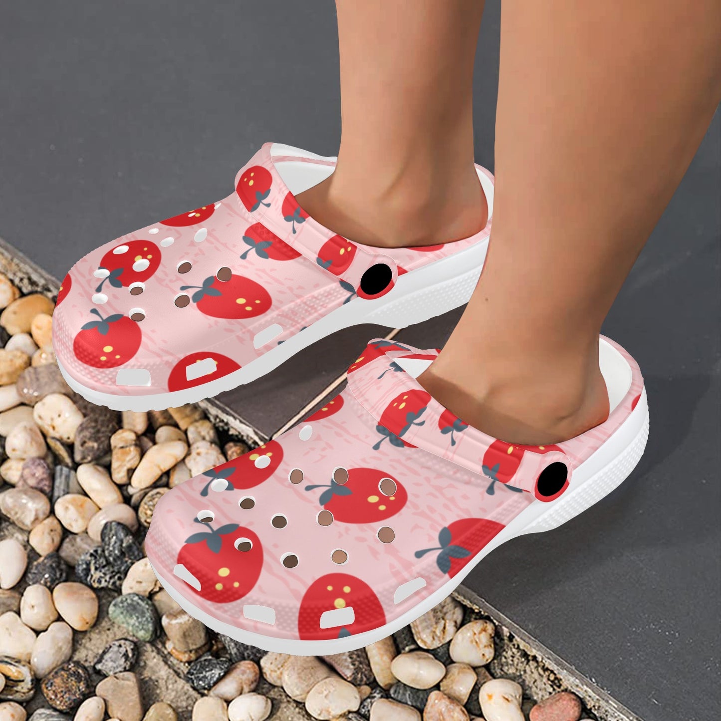 Pink Fruit Pattern Print Adults Clogs