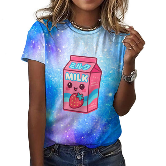 Strawberry Milk Galaxy Women's 100% Cotton T-Shirt