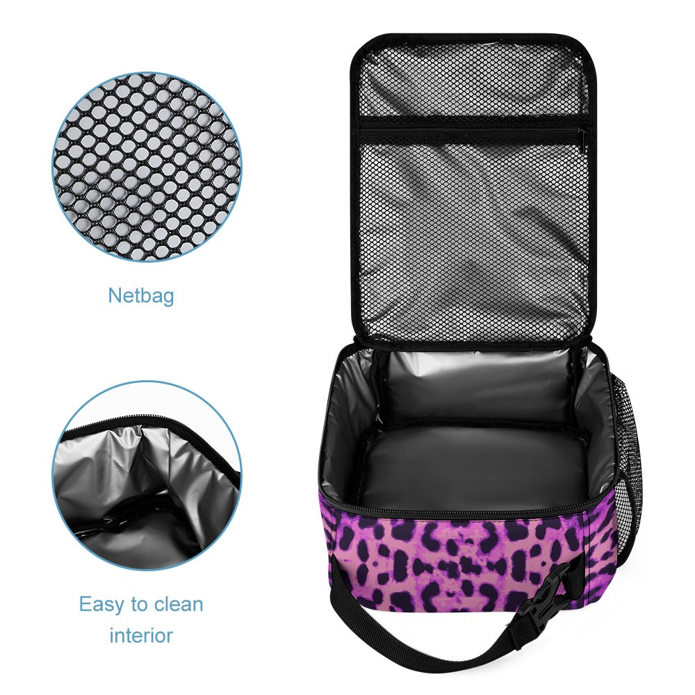 Purple Leopard Print Three-Piece Backpack Bag Set Combination