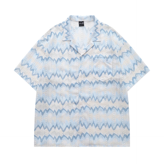 Retro Hollow Design Breathable Short Sleeve Shirt