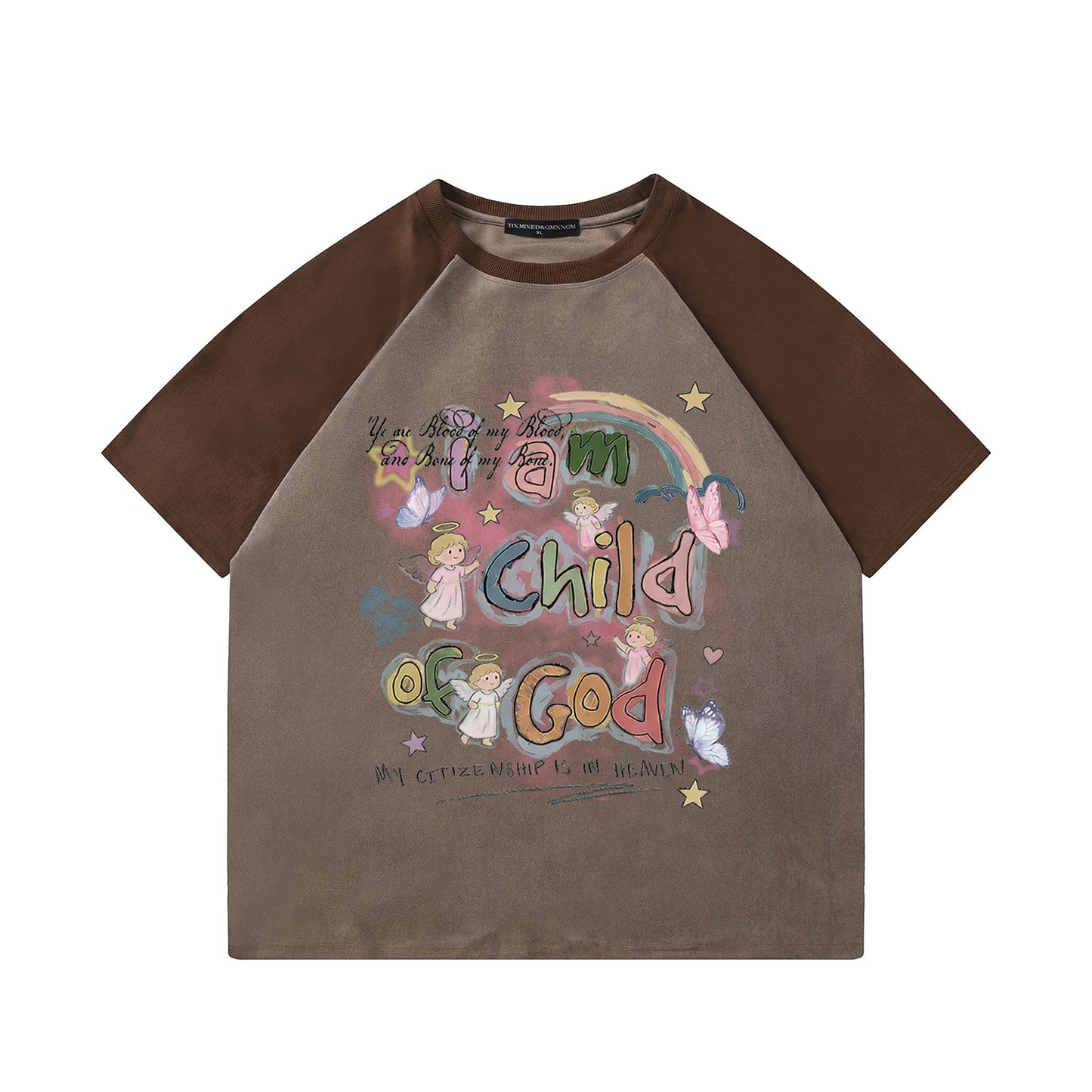 Rainbow Angel Printed Short Sleeve T-Shirt — Harajuku Street Style Loose Fit