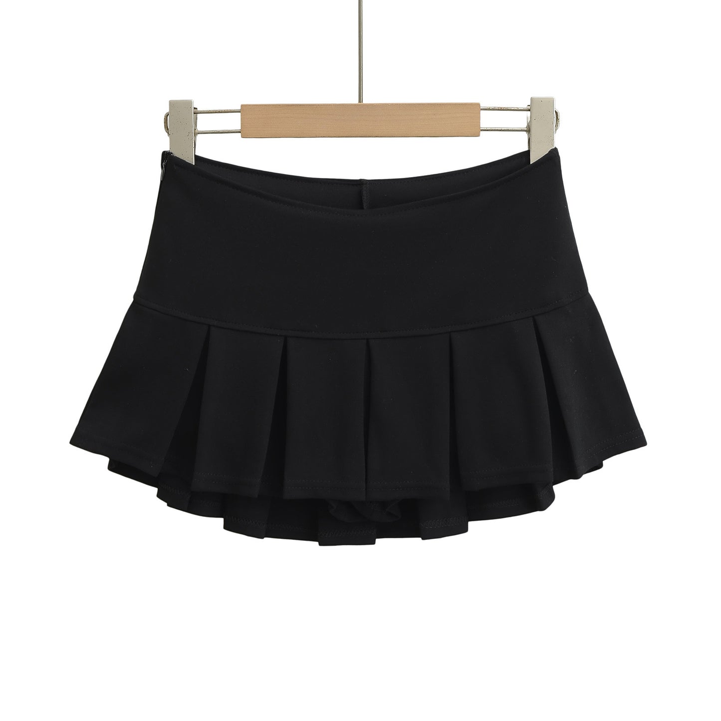 Sexy Low Waist Spliced Pleated Mini A-Line Skirt