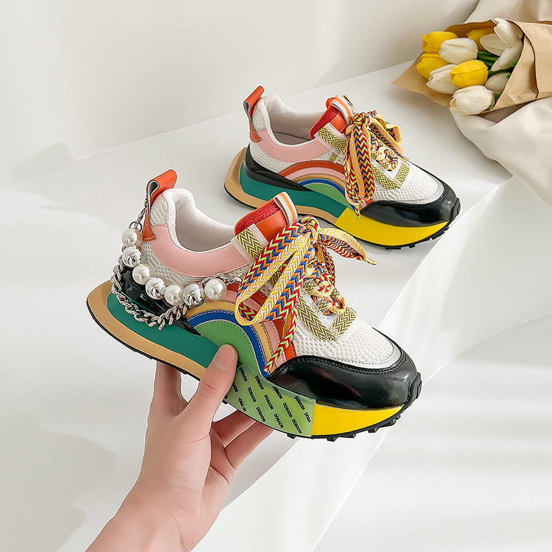 Harajuku Style Genuine Leather Thick Sole Casual Shoes