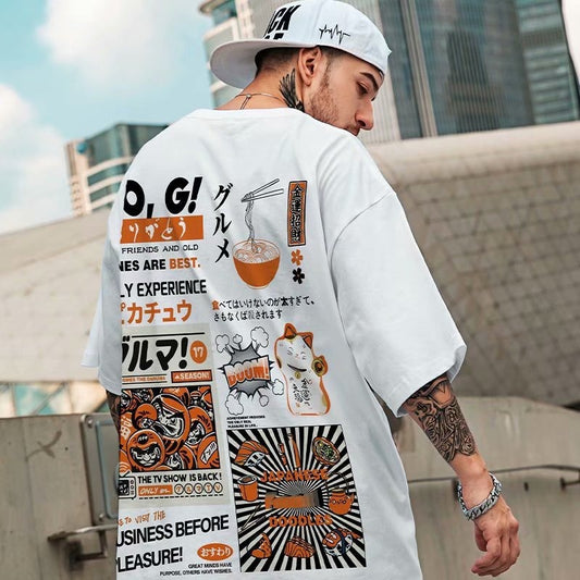 Loose Fit Half Sleeve T-Shirt for Men - Harajuku Style