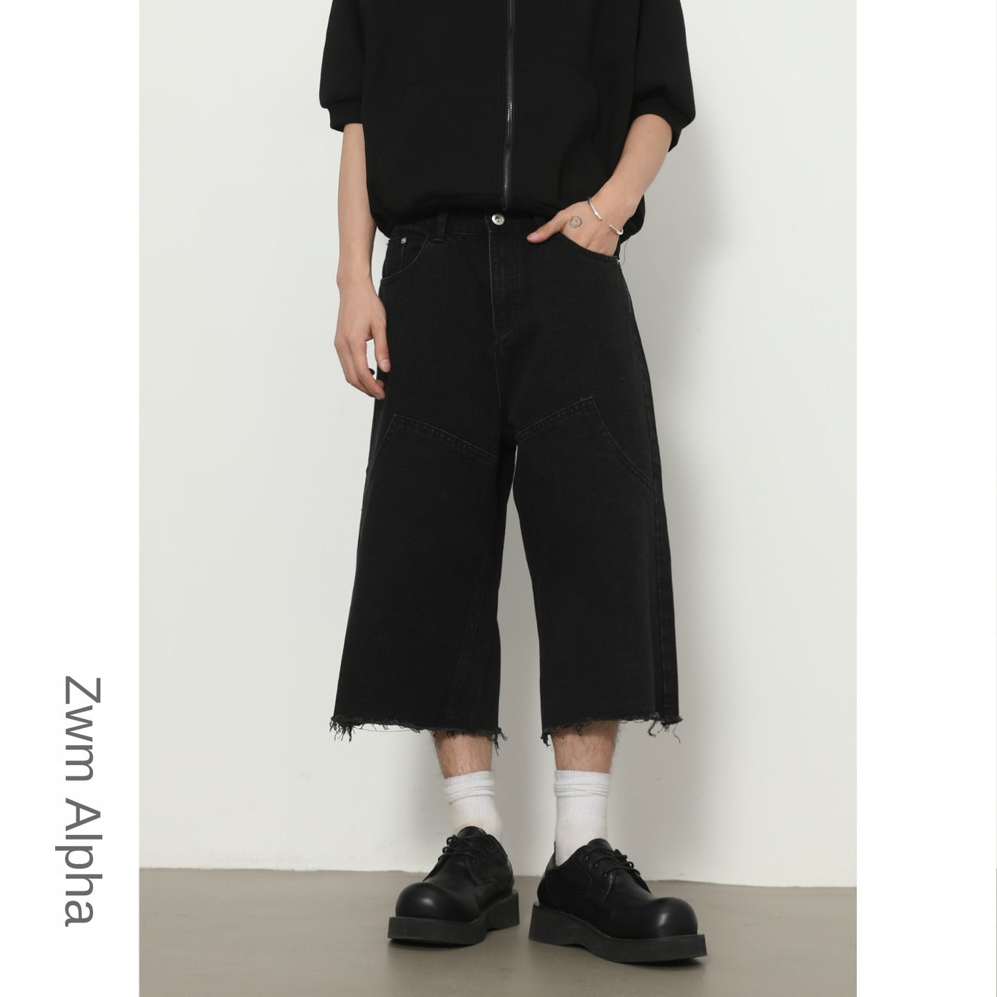 Harajuku Style Loose Wide-Leg Seven-Quarter Jeans