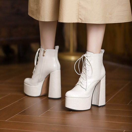 Harajuku Style Genuine Leather Ankle Boots for Women