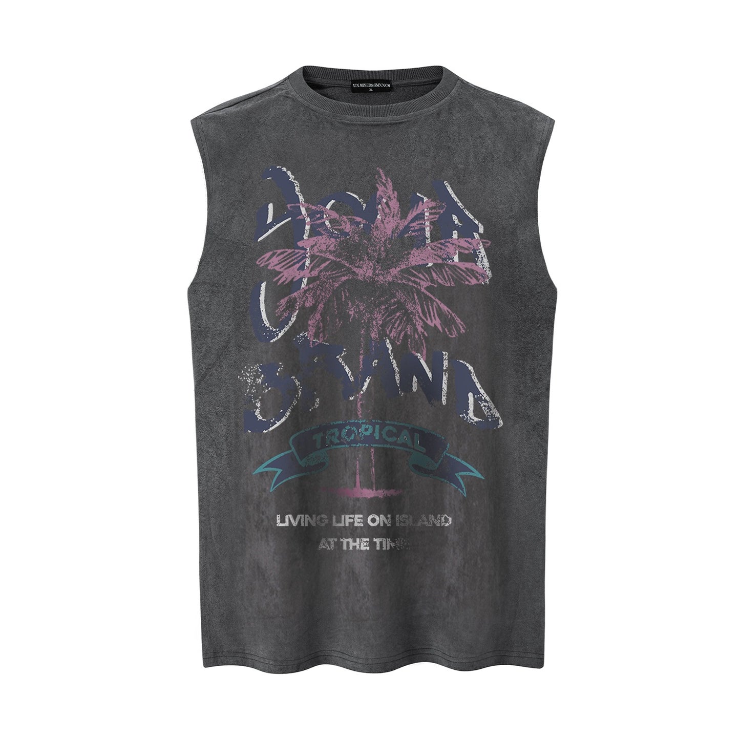 Make Old Coconut Tree Printed Vest — Harajuku Street-Style Loose Cotton Tank