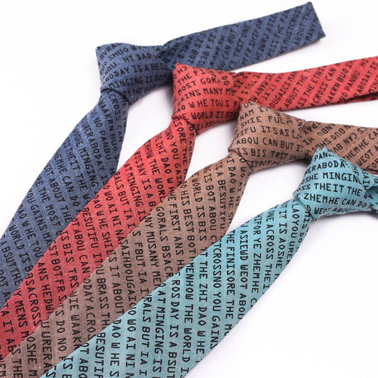 English Letter Casual Printed Tie