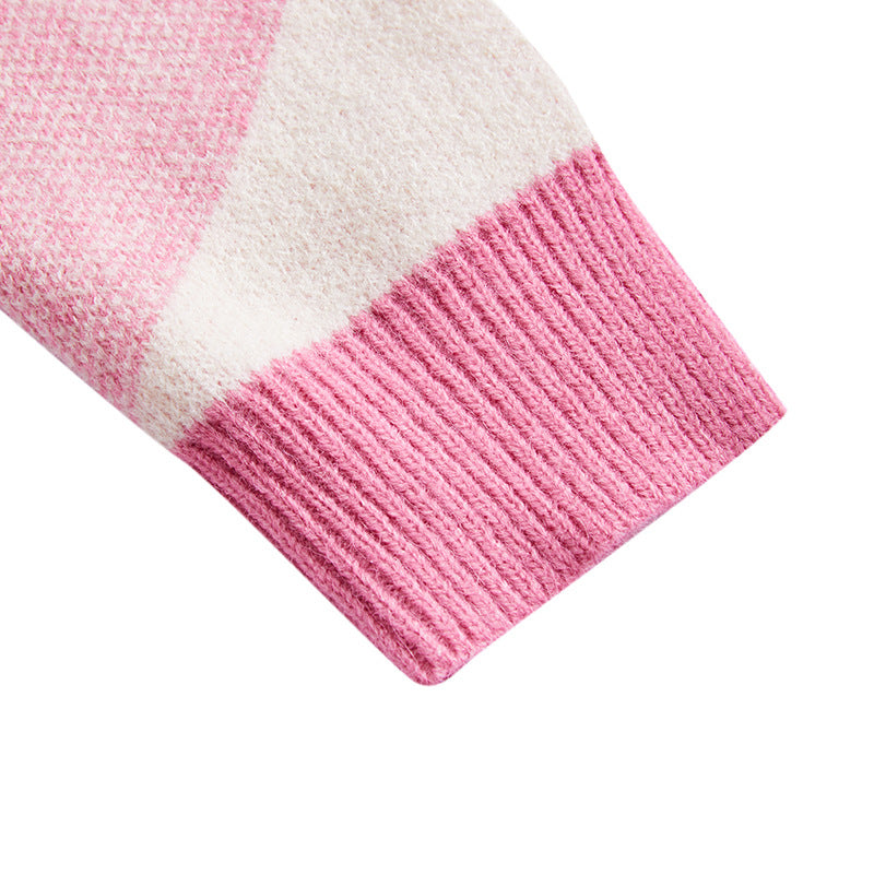 Playful Checker Pattern Cardigan for Women