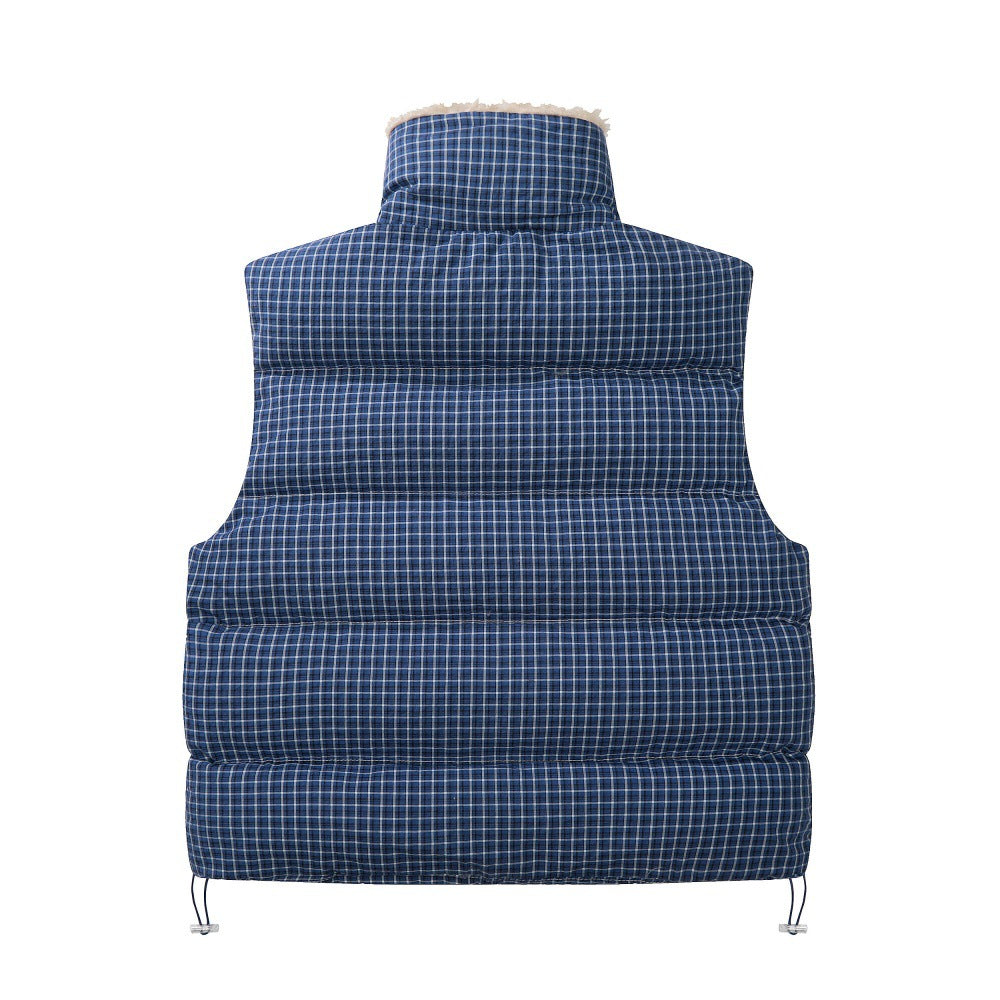 Casual Plaid Sleeveless Cotton Jacket Vest