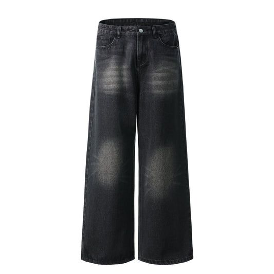 Streetwear Brushed Heavy-Process Washed Denim Pants