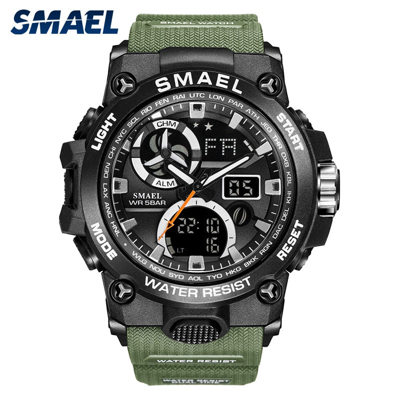 Men's 50M Waterproof Sport Watch - Dual Time Military Style
