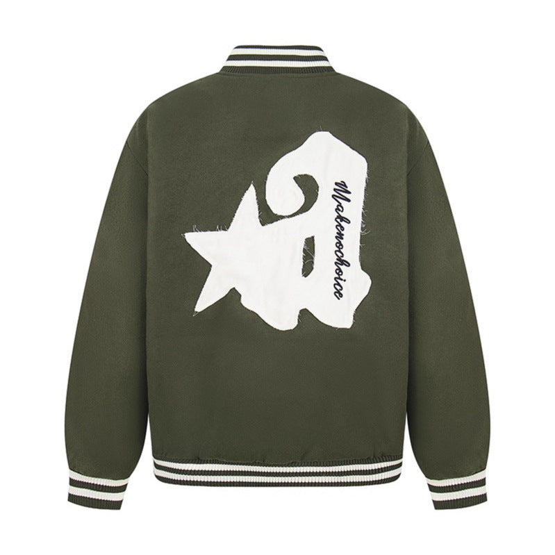 Embroidery Baseball Jacket Loose Thickened Cotton Coat
