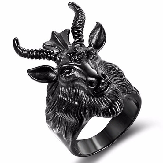 Satan Ram Goat Ring - Gothic Halloween Jewelry