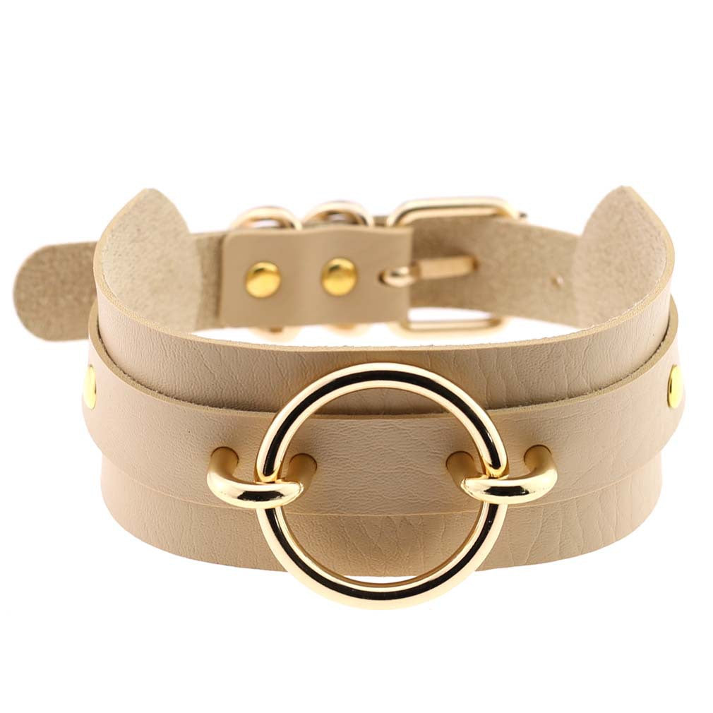 Harajuku Exaggerated PU Leather O-Ring Collar Necklace