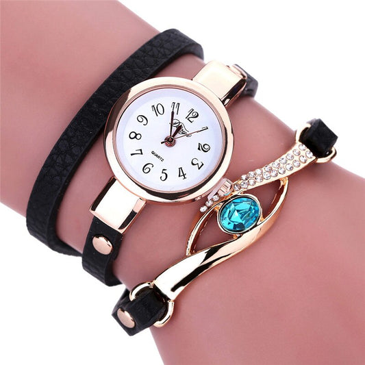 Luxury Gold Bracelet Watch for Women with Eye Gemstone