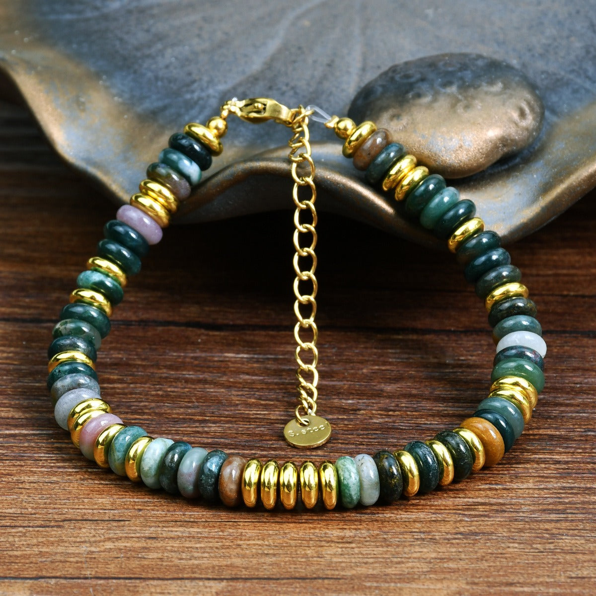 Dopamine Colored Natural Stone Bead Bracelet for Women