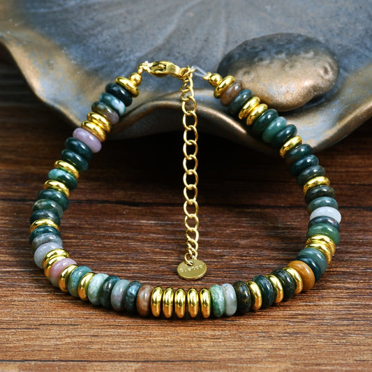 Dopamine Colored Natural Stone Bead Bracelet for Women
