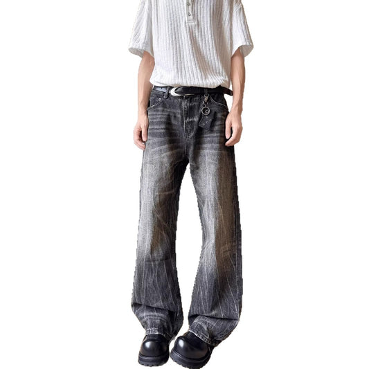 Retro Lightning Pattern Curved Knife Jeans