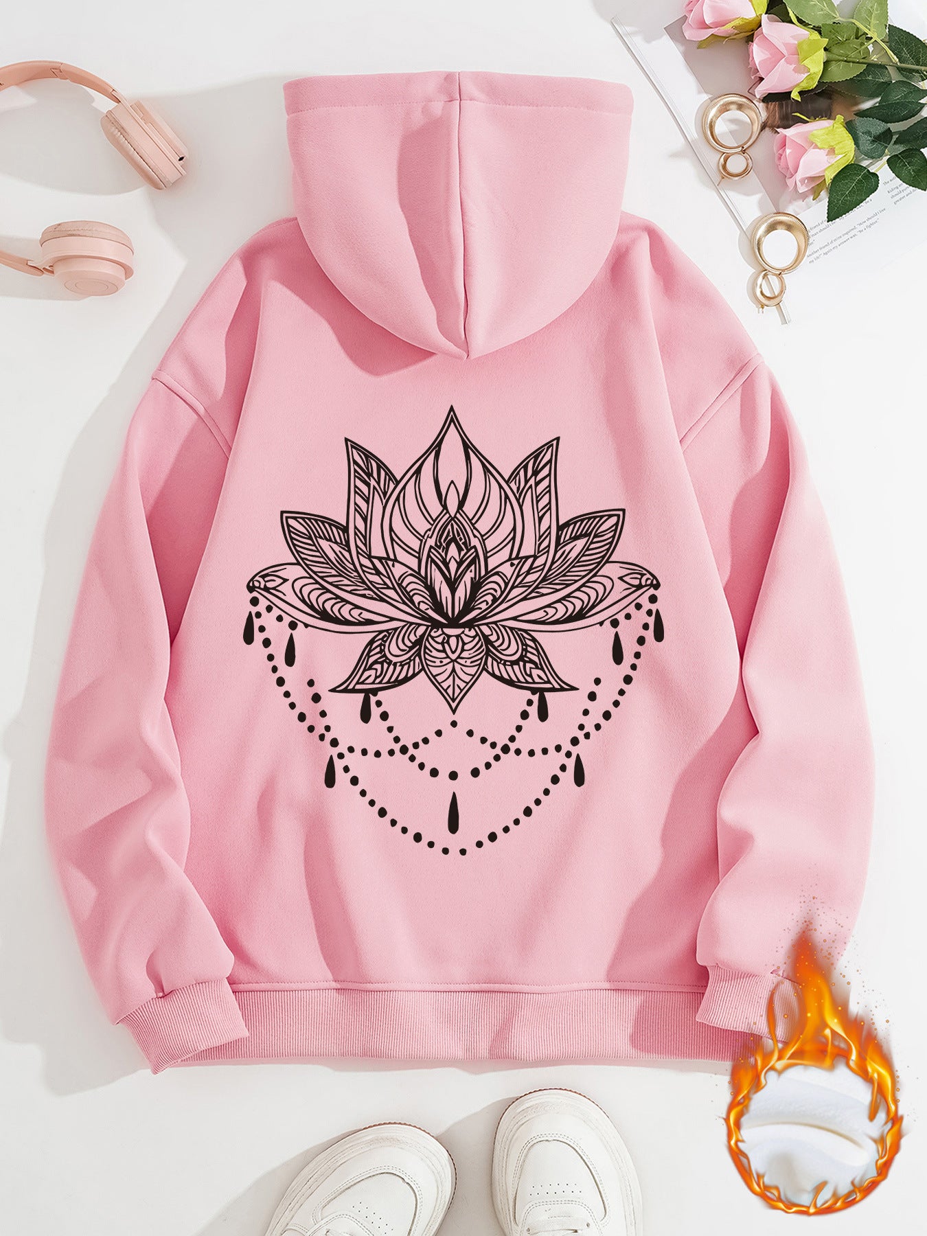 Thick Hoodie with Pattern Print