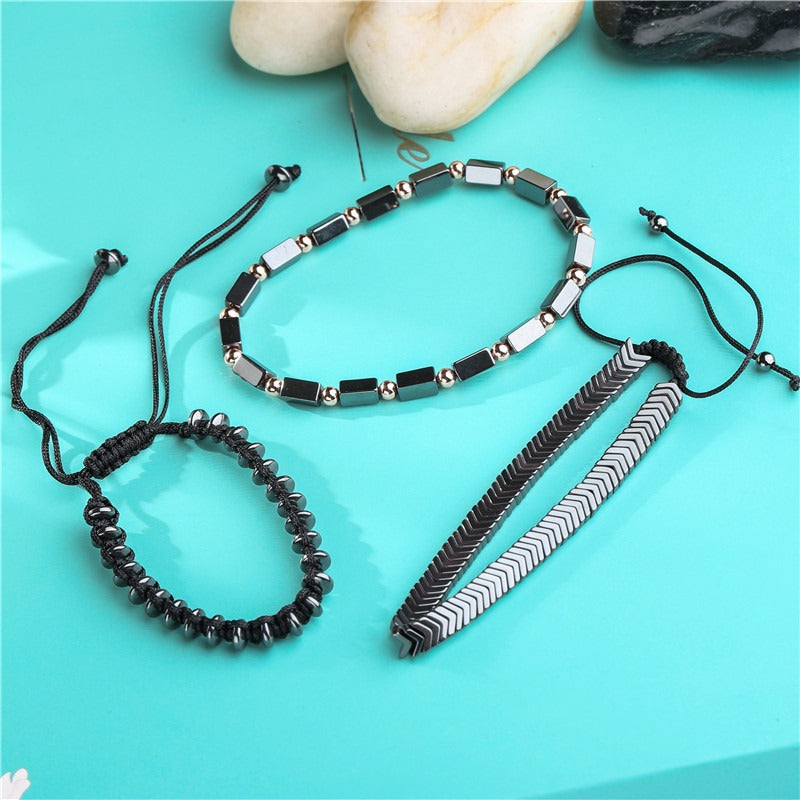 Harajuku Style Black Skull Beaded Bracelet
