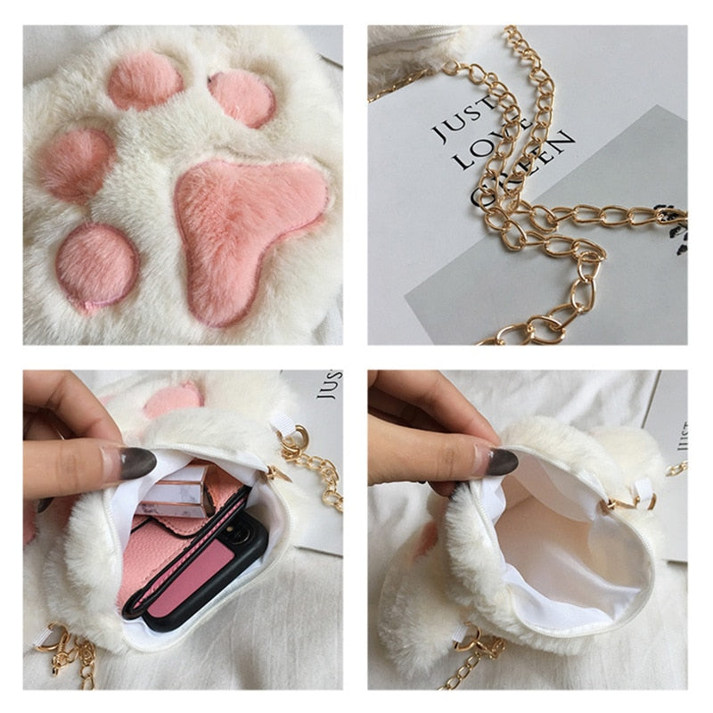 Cute Bear Paw Plush Coin Purse for Kids