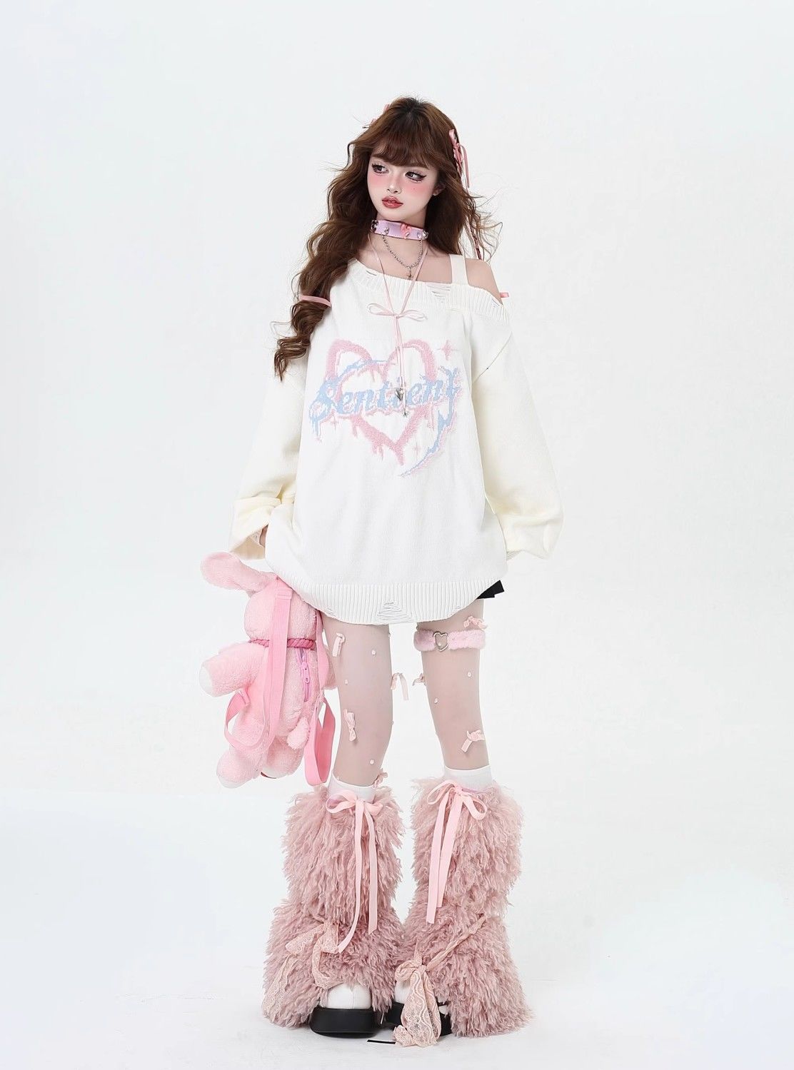 Off Shoulder Loose Knit Sweater