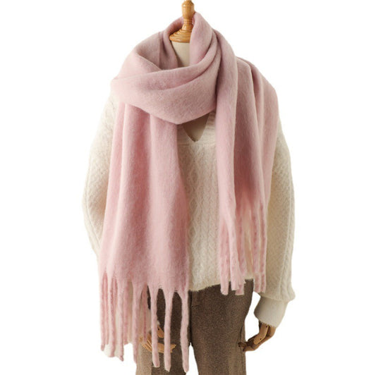Versatile Mohair Scarf with Tassels for Harajuku Style