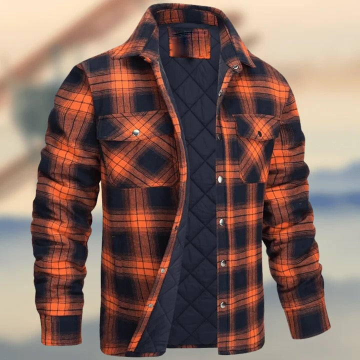 Thickened Plaid Long Sleeve Lapel Shirt Jacket for Men