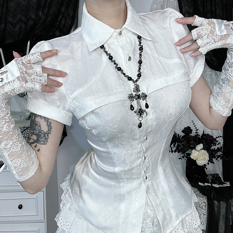 Lace Patchwork Dark Street Versatile Top