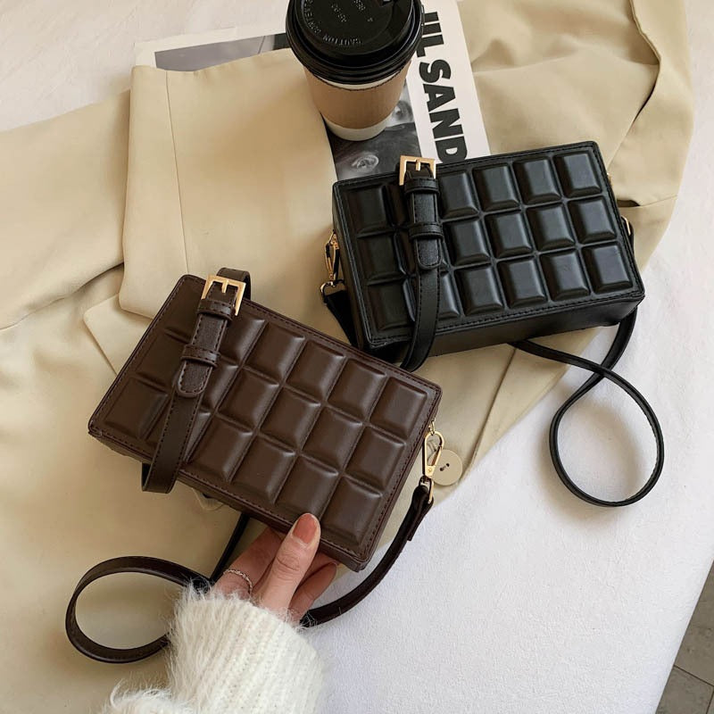 Playful Embossed Chocolate Crossbody Bag