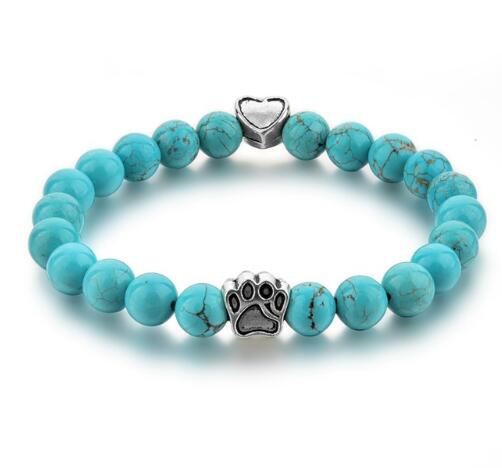 Harajuku Style Natural Stone Mala Bead Dog Paw Bracelet