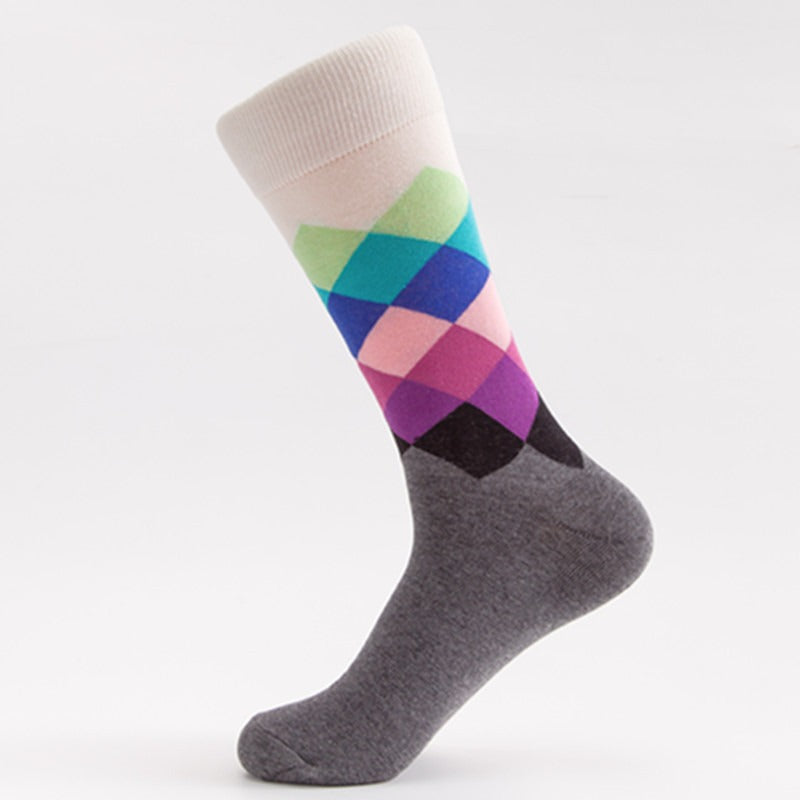 Colorful Diamond Harajuku Style Men's Tube Socks