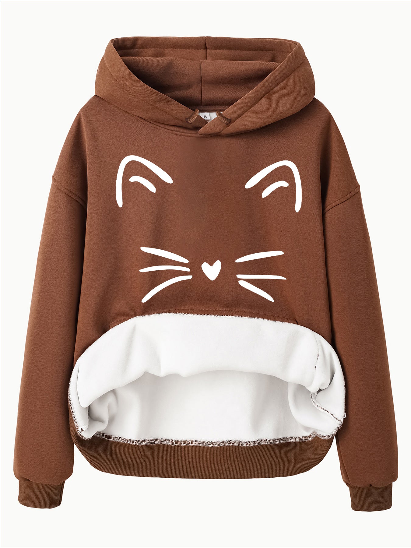 Hooded Long-Sleeve Fleece Hoodie with Kangaroo Pocket