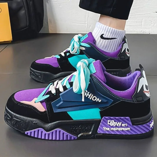Harajuku Style Men's Playful Sneakers - Casual Skate Shoes