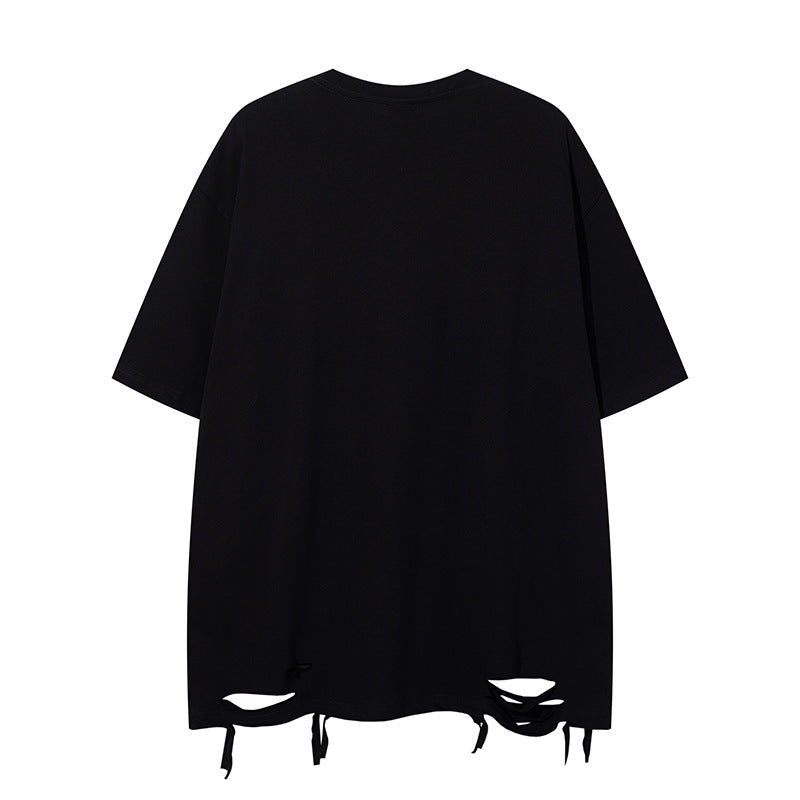 Slashed Design Patchwork Short Sleeve T-Shirt for Men and Women