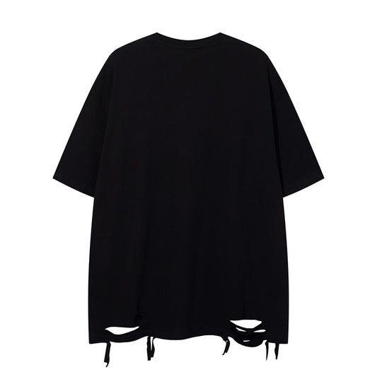 Slashed Design Patchwork Short Sleeve T-Shirt for Men and Women