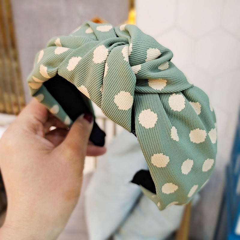 High-End Wide-Brimmed Polka Dot Face Wash Headband