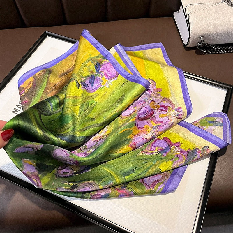 Purple Tulip Silk Scarf - Playful Harajuku Style