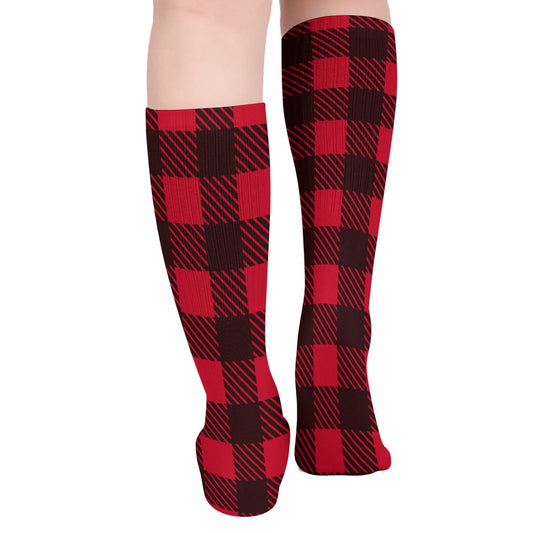 Red Black Checkerboard Lumberjack Breathable Stockings