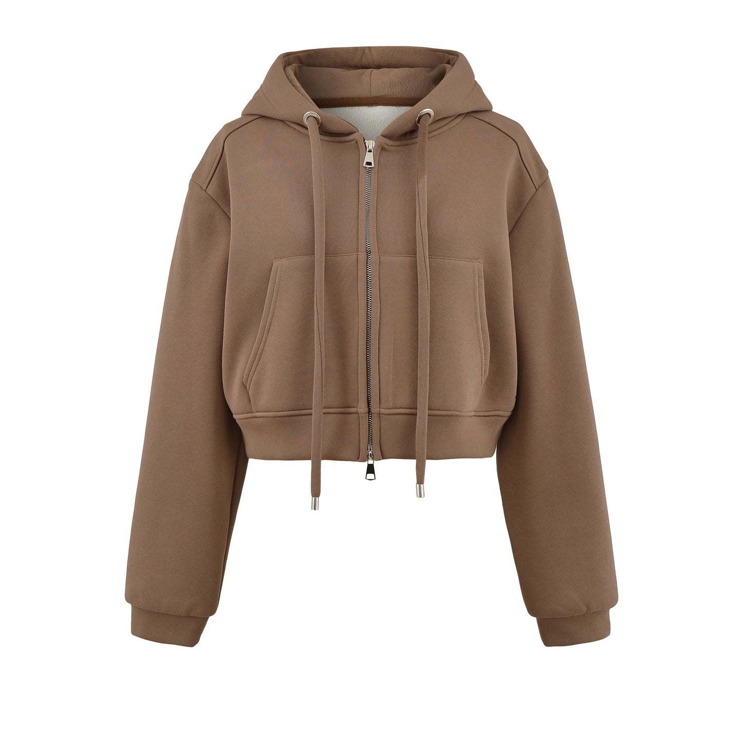 Velvet Zip-Up Drawstring Hooded Jacket Sweatshirt