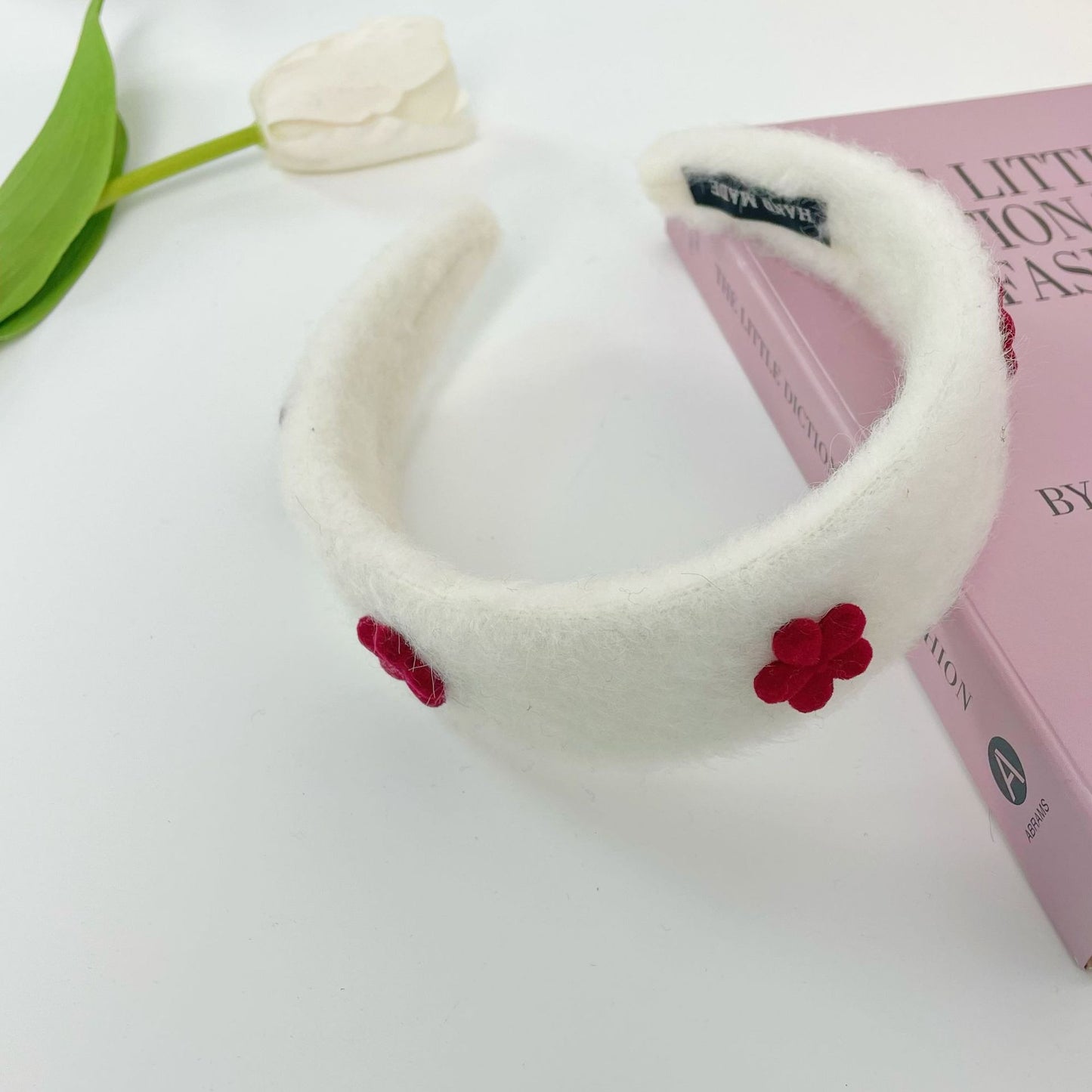 Korean Cute Flower Plaid Plush Hair Hoop